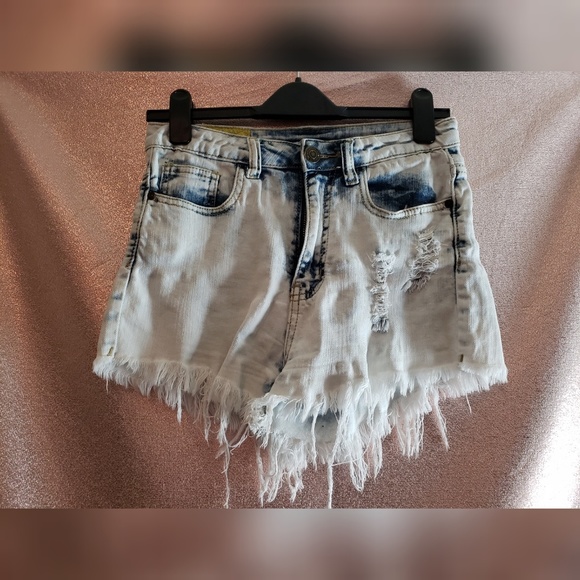 Machine Pants - Machine Distressed Denium Jean Shorts